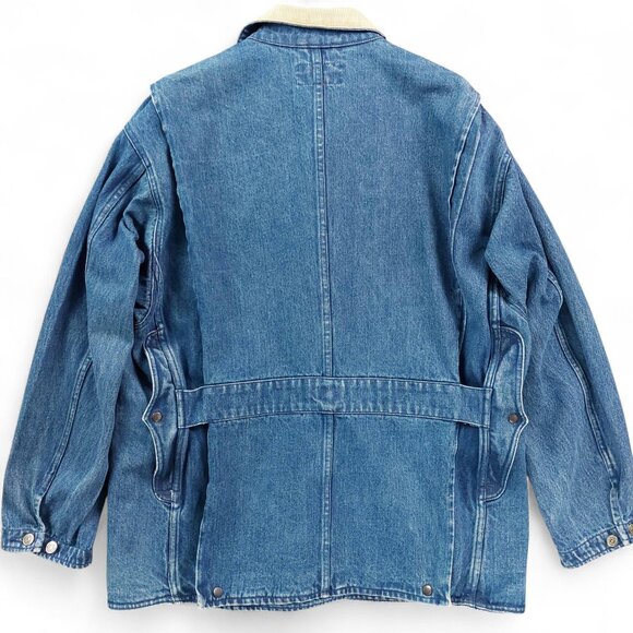 VTG Polo Ralph Lauren Jacket Mens Sz M Denim Chore Dungarees Corduroy Collar 90s - Picture 2 of 10